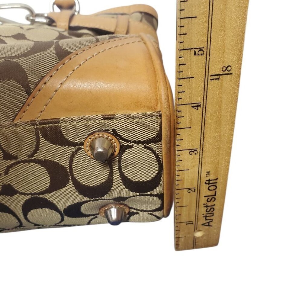 Coach Vtg Hampton Signature & Leather Satchel Bag W/Brass Hardware & Dual Handle - Picture 15 of 16